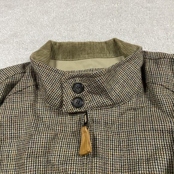 Orvis Jacket Mens XL Wool Tweed Green Bomber Zip Houndstooth Corduroy Collar - Picture 4 of 7